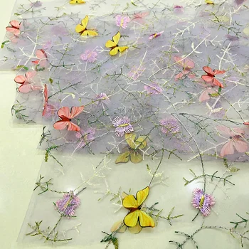 Új stílus puha háló csipke waterweed kézzel készített hímzés három-dimenziós pillangó ruházat, szoknya, gyerek ruházat szövet