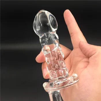 Rotációs Pyrex üveg kristály dildo Szex játék Felnőtteknek termékek a nőknek a pénisz Anális butt plug férfi női férfi maszturbálás