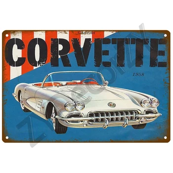 Corvette Fém Tábla Házat Emléktábla Fém Poszter Adóazonosító Jel Lemez Fali Poszterek Vintage Retro Esztétikai Room Decor Wall Art Dekoráció