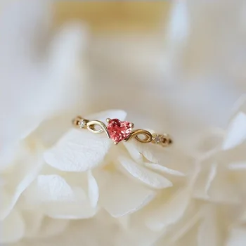 Egyszerű, Aranyos Szív alakú Gyűrűt Hölgyek Romantikus Születésnapi Ajándékot Barátnője, Elegáns, Aranyozott Ékszerek, Gyűrűk, Nők