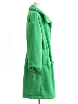 2021 Zöld Kabátot Teddy Hosszú Kabát, Női Téli Kabát, Gyapjú Kabát Téli, Karácsonyi Jelmez Vastag, Meleg, Bélelt Kabátokat Trf