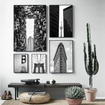 Fekete, Fehér, Építészeti Fényképezés, Poszterek, Nyomatok, Modern Architektúra Vászon Festmény, Fali Kép Haza Szoba Dekoráció