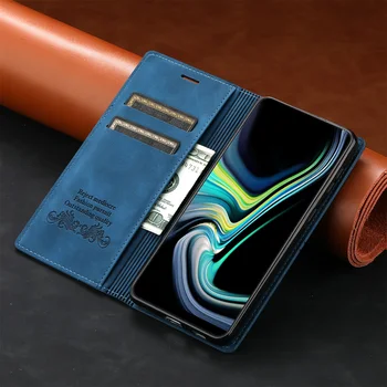 Mágneses Szar bőrtok Samsung S21 Ultra S20 FE S10-Lite Megjegyzés 10 Plusz Galaxy Note 20 S9 Ultra Kártya Foglalat Stand Flip Cover