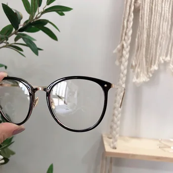 Optikai Szemüveg Keret, Nők, Férfiak, Kerek Túlméretezett Szemüveg Keretek Fém Szemüveg Tiszta Lencse Szemüveg
