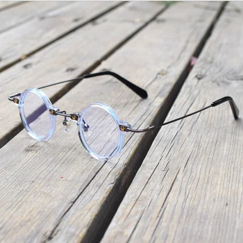Szüret kézzel-acetát kerek szemüveg keret férfi designer rövidlátás presbyopic optikai szemüveg keret női szemüveget