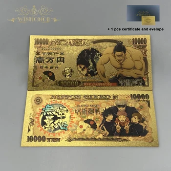 10db/sok Japán Anime Jujutsu Kaisen Yuji Itadori&Gojomra Sator Bankjegy Anime Műanyag Kártya, a 24 karátos Aranyozott Gyűjtési