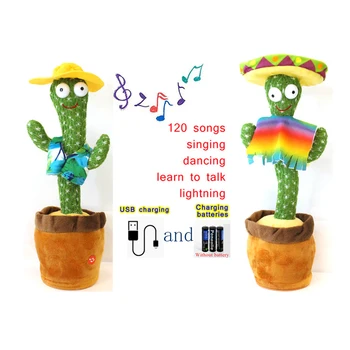 Tánc Kaktusz Játékok Beszélni Elektronikus Plüss Játékok Kanyargó Éneklés Táncos Beszél Újdonság, Vicces, Zene, Világító Ajándékok