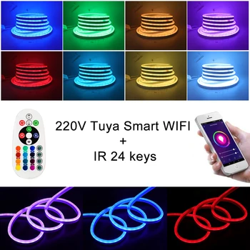 RGB Jelet Szalag, Kötél Lámpa WIFI Bluetooth Távirányító Flexibilis Led Szalag Világítás Kerti Vízálló Szalag