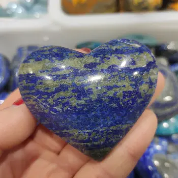 Nagykereskedelmi 1db Természetes Lapis Lazuli Szív Alakú Quartz Crystal Kézzel polírozott Gyógyító Dekoráció Természetes Kvarc Kristályok