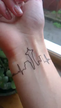 Vízálló Ideiglenes Tetoválás Matrica Seattle-be, New york, Chicago városra Egyszerű vonal, csík flash tetoválás hamis tatto a nők