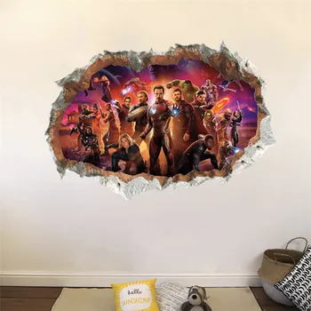 3D-s Rajzfilm bosszúállók fali matricák nappali, hálószoba, fali dekoráció film plakát művészet freskó fali matricák a gyerekek szobák
