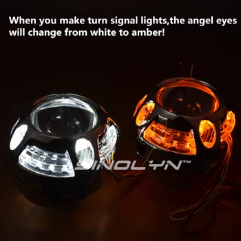 Sinolyn Angel eyes Bi Xenon Projektor Lencse H7 H4 Fényszóró lámpa LED Gyűrű DRL Autó Lencsék Hi/Lo Autó Tartozékok