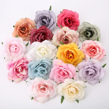 10db 7cm Selyem Rózsa művirágok Olcsó Hamis Virág Minőségi Esküvői Buli DIY Otthon Élő Étkezési Kert Koszorú Dekoráció