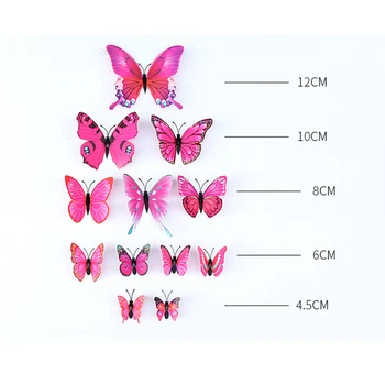 12db/set 3D Három-dimenziós Pillangó Fali Matrica, Esküvői Függöny kirakat Matrica, lakberendezési Kiegészítők