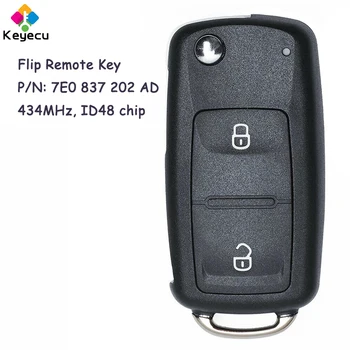 KEYECU Flip Távoli Autó Kulcs, 2 Gombokat 434MHz ID48 Chip - FOB a Volkswagen Amarok Szállító 2011 2012 2013 2016