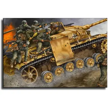 Német Világháborús Tank Festészet Klasszikus, Dekoratív Festészet, A Művészet Plakát Díszítő Festés Vászon Wall Art Nappali Plakátok