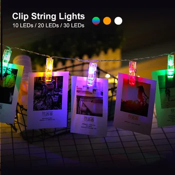 1,5 M 2M 3M 4M Fotó Klip tartó LED String fények, A Karácsonyi, szilveszteri Buli, Esküvői lakberendezési Tündér lámpák Akkumulátor