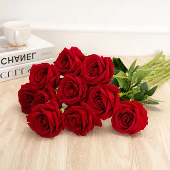 50cm Vörös Rózsa-Selyem Mesterséges rózsa, Fehér Virágok, Bud Hamis Virág a Haza Valentin-Napi ajándék, Esküvői Dekoráció, beltéri Dekoráció