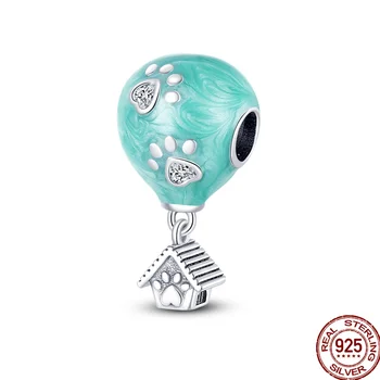925 Sterling SilverCute Karom Ház Hőlégballon Illik Eredeti pandora Karkötő&Karperec Női Szülinapi Divat Jewelr