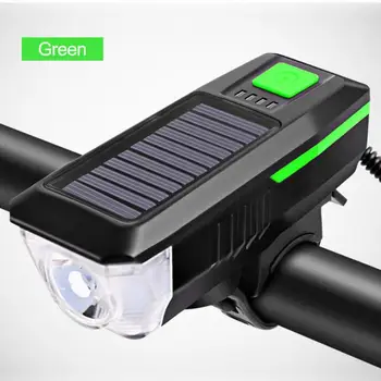 Kerékpározás Előtt Fény Horn Napelemes Töltés USB 3 Mód T6 LED-es Zseblámpa, Kerékpár Tartozékok Este Lovaglás Fényszóró