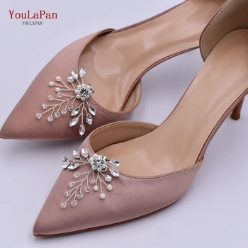 YouLaPan X02 Ezüst Menyasszony Cipőjét Klipek Gyöngy, Strasszos Esküvői Cipő, Csatos Női Cipő Kiegészítők Magas Sarkú Dekoráció