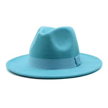 Szalag fedora kalap új éreztem, kalapos jazz-kalap divat-Európai, illetve Amerikai kalapok a férfiak, mind a nők általános kalapok шапка женская