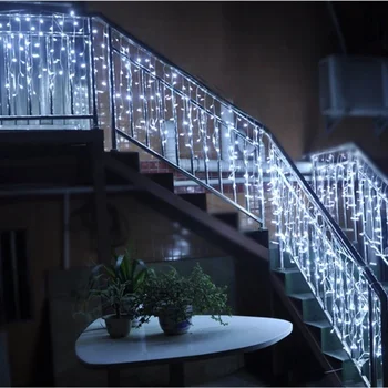 5M Karácsonyi Koszorú LED Függöny Jégcsap String Fények, Bágyadtság 0.4-0.6 m AC 220V Kert Utca Kültéri Dekoratív Ünnepi Fény