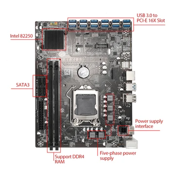B250C Bányászati Alaplap 12 USB 3.0 PCIe X16 PCI-E 16X Grafikus Kártya LGA 1151 DDR4 SATA HDMI-kompatibilis Bitcoin BTC ETH Bányász