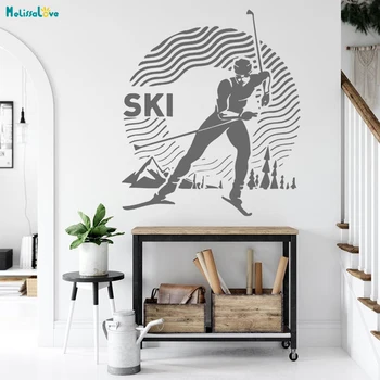Távolsági Ski Verseny Fali Matrica a Téli Sportok Haza Art Dekor Nappali Síelés Vinyl Matrica YT4586