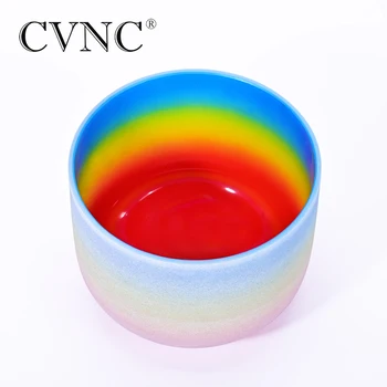 CVNC 12 Inch Csakra Szivárvány Matt Kvarc Kristály Énekel Tál Gyógyító Energia-Egyensúly Ingyenes O-gyűrű C/D/E/F/G/A/B Megjegyzés
