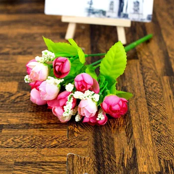 1 Csokor 15 Rügyek Művirágok Selyem Virág, Őszi Rózsa Hamis Levél Esküvői Dekoráció Otthon Karácsonyi Dísz Hálaadás