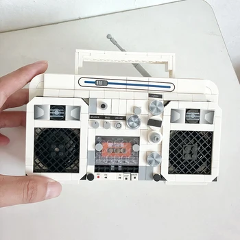 Lezi 00938 Retro Rádió-magnó Zene, Hangrögzítő, Otthon a Gép 3D-s Modell DIY Mini Blokk Tégla Épület Játék a Gyermekek számára, nincs Doboz