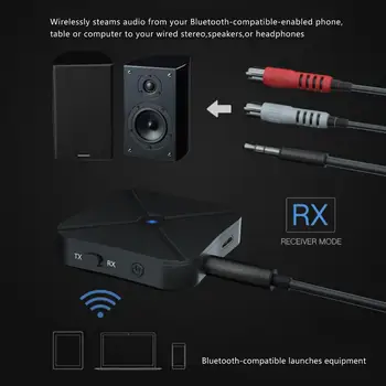 2 Az 1-ben KN319 Vezeték nélküli Bluetooth Audio Receiver Adó 3,5 mm-es AUX Jack RCA USB Dongle Sztereó Adapter Autós TV PC Fejhallgató