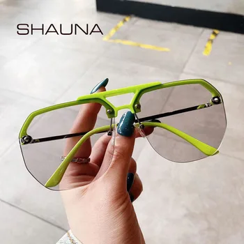 SHAUNA Divat Fél Keretek Túlméretezett Nők Tér Napszemüveg Trend Férfiak Anti-Kék Számítógépes Szemüveg UV400