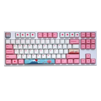 139 Kulcs/set Fuji Meg Sakura Keycap PBT hőszublimációs Keycaps Cseresznye Profil Szép Rózsaszín Keycap A 1.75 U 2U Műszak