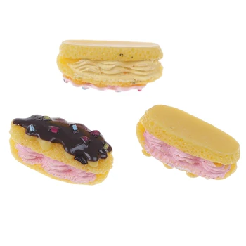 3pcs/set Babaház Miniatűr ételek Modell DIY 3D Gyanta Kenyér, Sütemény Modell Szimulációs Mini Torta Gyerekeknek Konyhai Játékok
