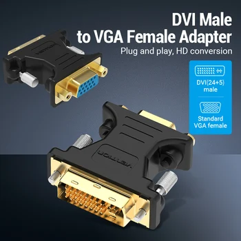 Vention DVI-VGA Adapter Kétirányú DVI 24+5 Férfi VGA Női Kábel Csatlakozó, Átalakító PC HDTV Projektor VGA-DVI