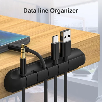 Kábel Szervező Szilikon USB-Kábel Winder Desktop Management Klipek Self-Ragasztás Kábel tartó Egér, Billentyűzet Fejhallgató Vezeték