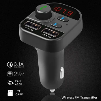 Autó szivargyújtó csatlakozó Bluetooth Autós Vezeték nélküli FM Transmitter MP3 Rádió Adapter 2USB Töltő, Autós kiegészítők Hajó