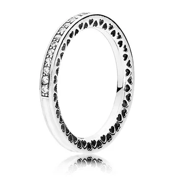 Eredeti Rakható Szerelmes Szívek Sugárzó Szív Színes Zománc Gyűrűk Kristály Gyűrű 925 Sterling Ezüst Gyűrű, Pandora Ékszer
