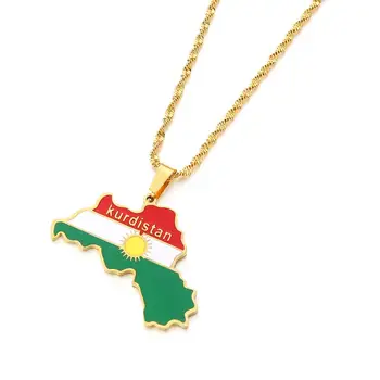 Kurdisztáni Térkép, Zászló, Medál, Nyaklánc Szerelmeseinek Férfiak, Nők, Etnikai Ékszerek Kurdisztáni Hazafias Ajándék
