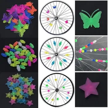 36 db Műanyag színes Műanyag Motor Ciklus Kerék Beszélt Csillagok Gyöngyök Dísz, Gyermek Kerékpár Dekoráció MTB Kerékpár
