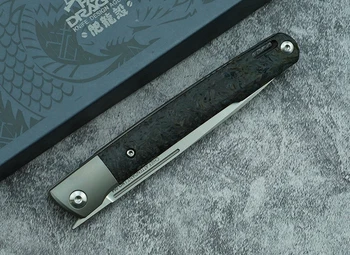 LEMIFSHE új összecsukható kés M390 penge titán/szénszálas kezelni kemping kültéri túlélési konyha gyümölcs kés EDC eszköz kés