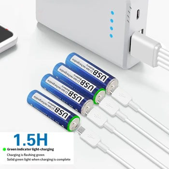 12db PALO 1,5 V-os USB-AA Újratölthető Akkumulátor 2800mWh Lítium Akkumulátor AA USB Kábel
