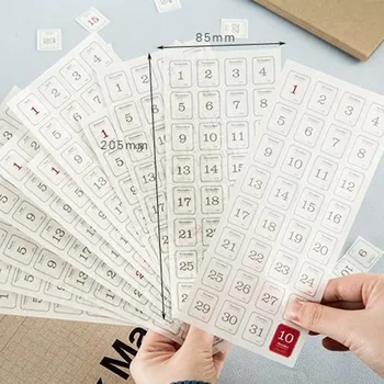 12 Lap 365 Napos Naptár Matrica Anyag beáll Papír Kártyák DIY Napló Scrapbooking Dekoráció Naplózó