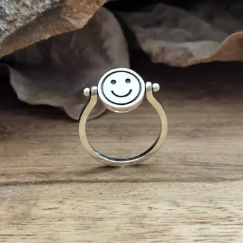 Évjárat Boldog Vagy Depressziós Smiley Gyűrűk Nők Forgatás Fidget Spinner Gyűrű Anti Stressz, Szorongás Gyűrűk Parti Ékszer Ajándék