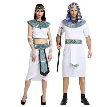 Halloween Jelmez Anime Ókori Egyiptom Egyiptomi Fáraó Király Császárné Kleopátra Királynő Jelmez Cosplay Ruha Felnőtt Férfiak Nők