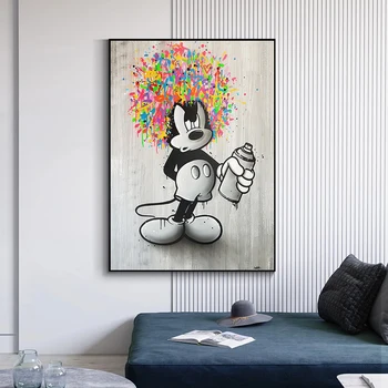 Disney Graffiti Művészet Vászon Festmény Rajzfilm Mickey Egér, Poszterek, Nyomatok Falon Képek, a Gyerek Szoba Wall Art Dekoráció Cuadros