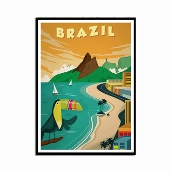 Szüreti Táj Poszter Brazília Rio de Janeiro Vászon Festmények, Modern Wall Art Képek Nappali lakberendezés Cuadros