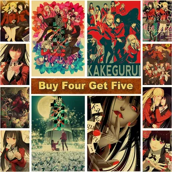 Régi Anime, TV-Poszter Esztétikai Kakegurui Retro Plakát Wall Art Matrica, Fali Dekoráció, Otthon Szoba, Kávézó, Bár Festmény Matricák